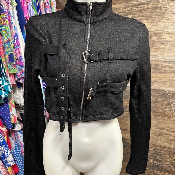 Julia by Love J Chic Black Utility Cropped Zip Jacket for Women - Picture 1 of 8